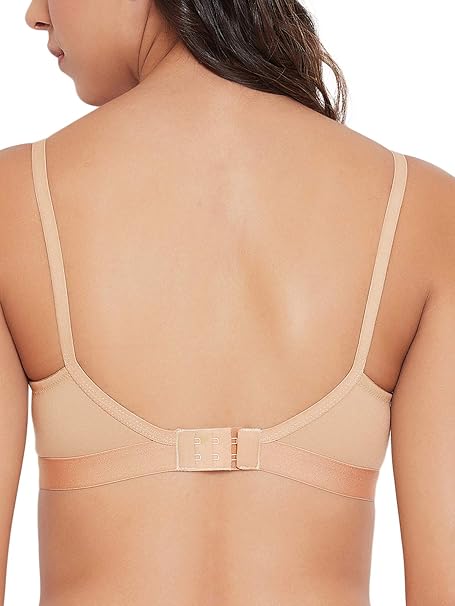 Clovia Cotton-Rich Non-Padded Full-Cup Wire-Free T-Shirt Bra for Women – Beige
